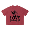 Love you all my life (Boxy Fit) - Unisex Vintage Wash Boxy T-Shirt