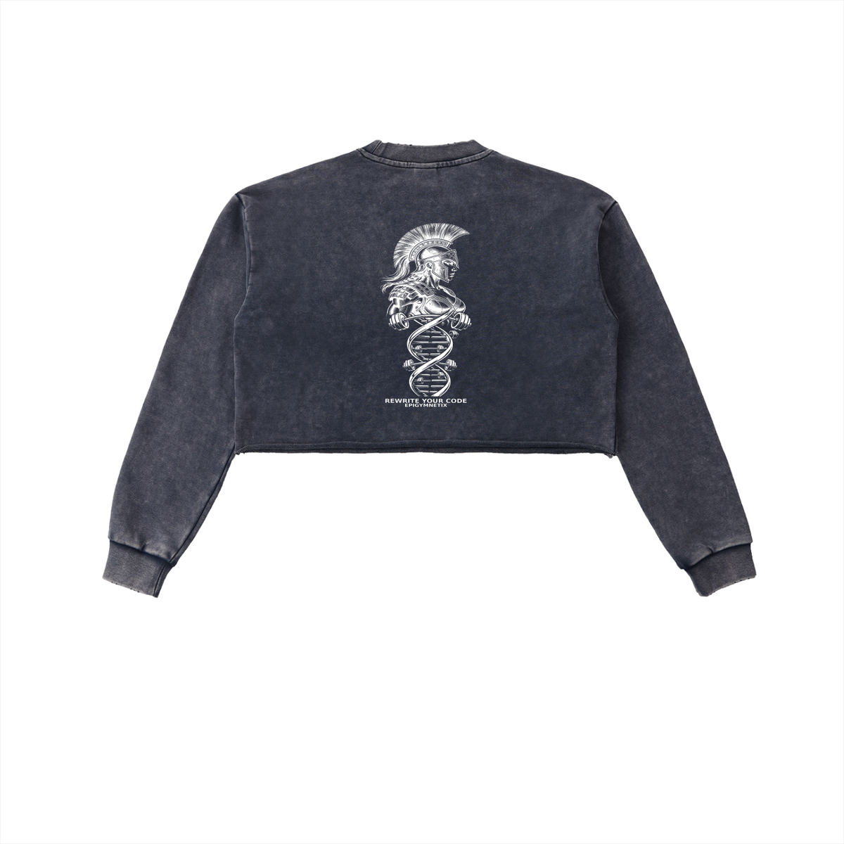 Trojan-Fit - Snow Washed Raw Edge Cropped Sweatshirt