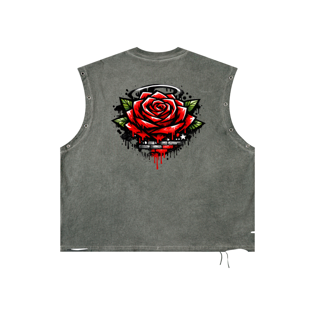 Rose - Distressed Grommet Eyelet Tank Top