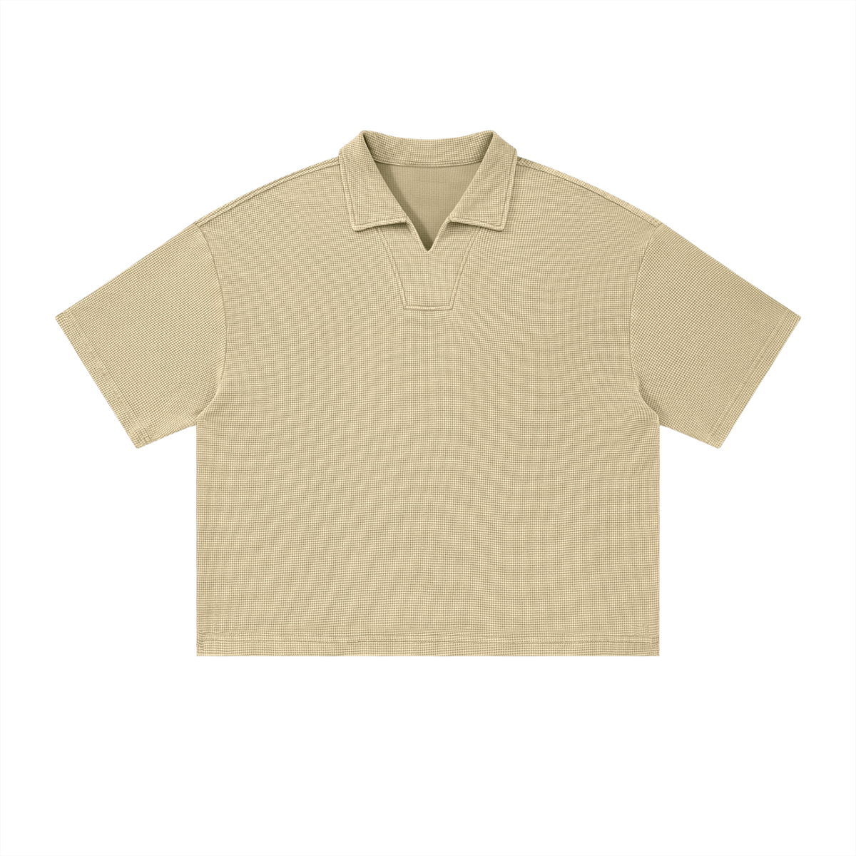 Epi-Casualwear - Unisex Vintage Wash Waffle Boxy Polo Shirt