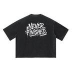Never Finished - Unisex Vintage Wash Boxy T-Shirt