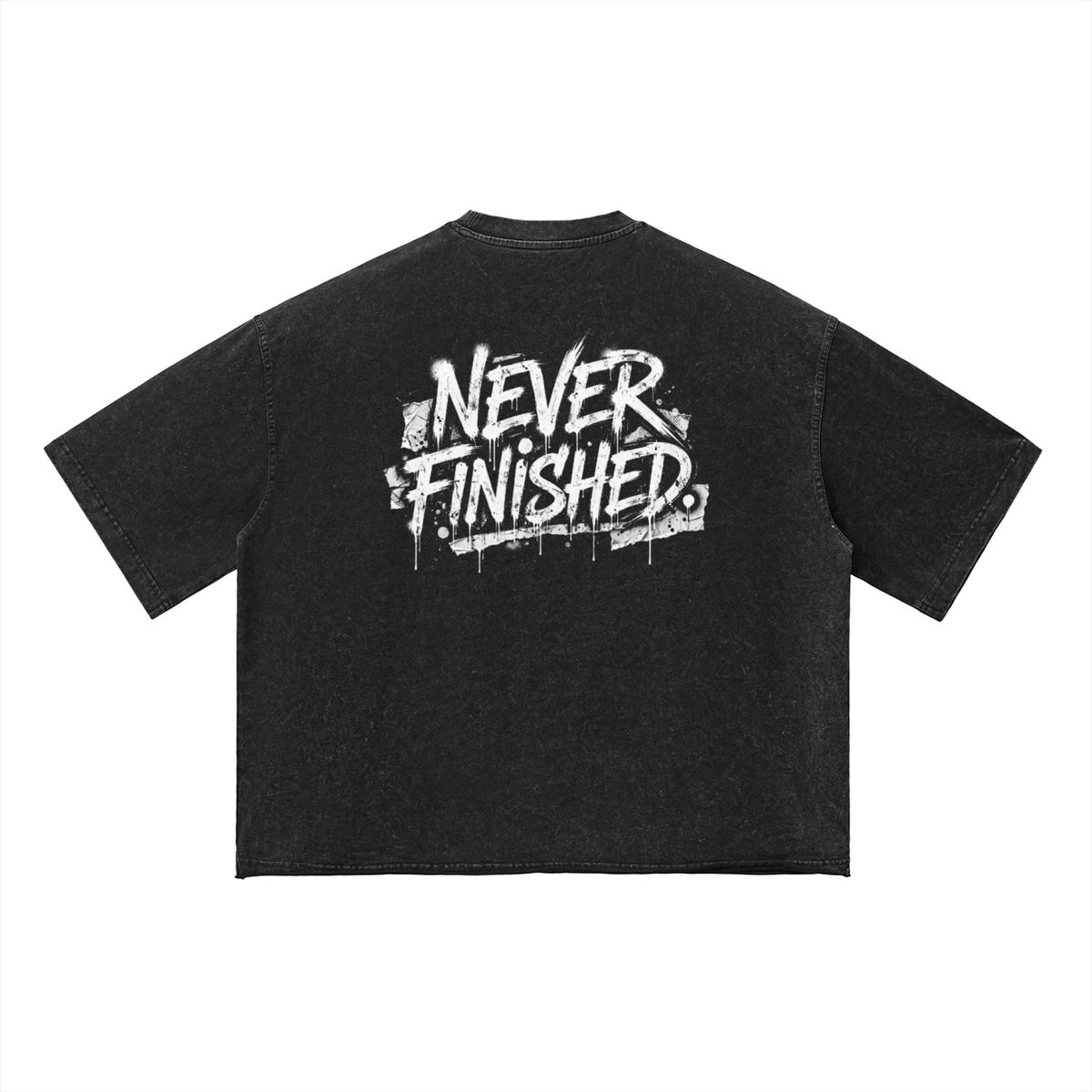 Never Finished - Unisex Vintage Wash Boxy T-Shirt