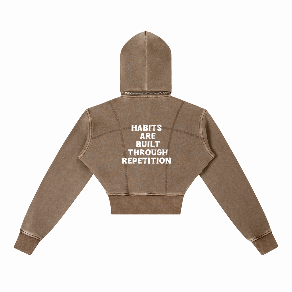 Vintage Washed Cropped Fleece Hoodie