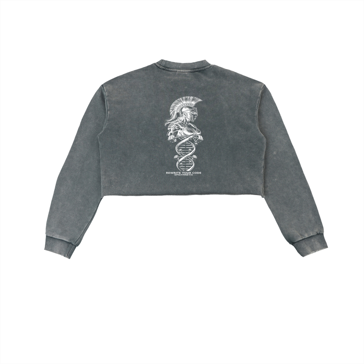 Trojan-Fit - Snow Washed Raw Edge Cropped Sweatshirt