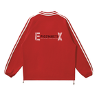 Contrast Striped Lapel Collar Sweatshirt