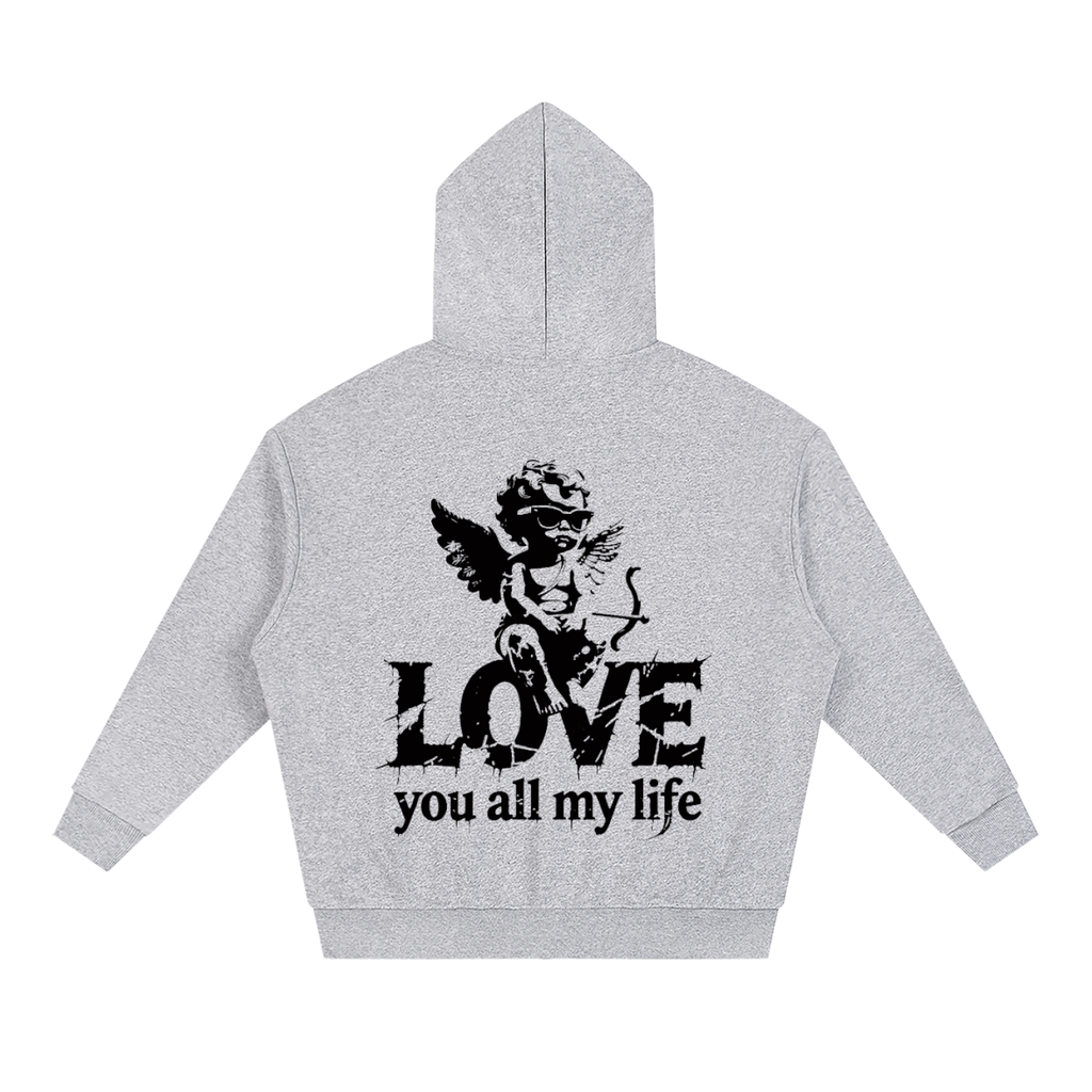 Love you all my life - Unisex Loose Solid Full Zip Hoodie
