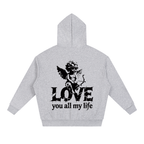 Love you all my life - Unisex Loose Solid Full Zip Hoodie
