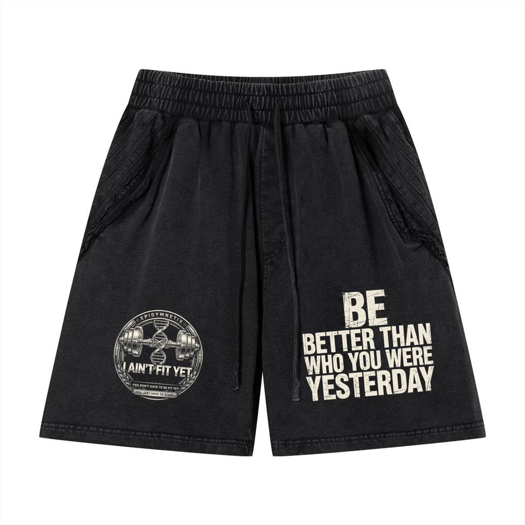 Unisex Vintage Wash Raw Edge Shorts