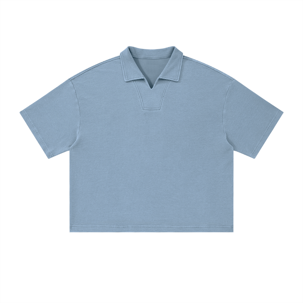Epi-Casualwear - Unisex Vintage Wash Waffle Boxy Polo Shirt