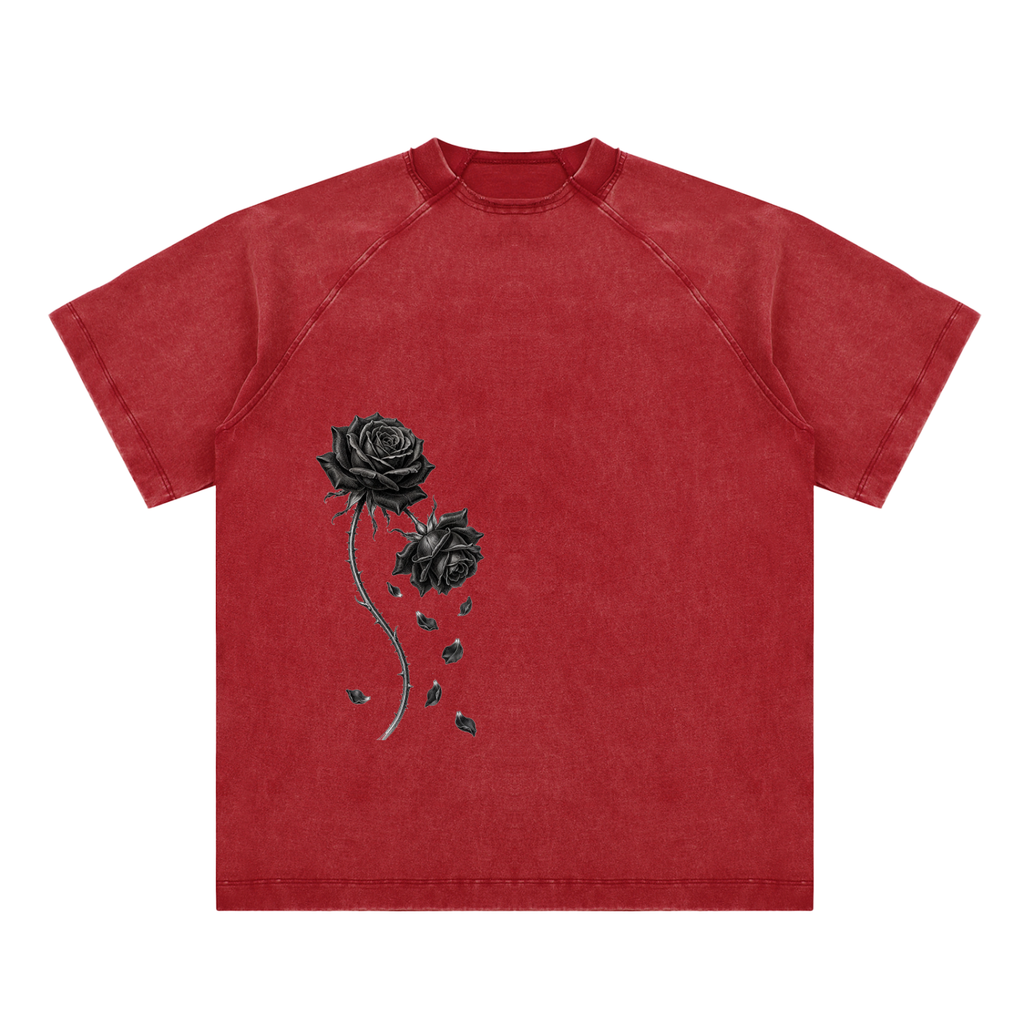 Black Rose - Vintage Washed Raglan Cotton T-Shirt