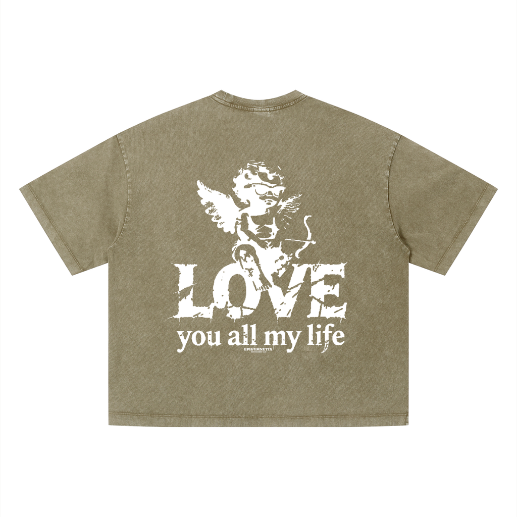 Love You All My Life(BoxyFit) - Unisex Vintage Wash Boxy T-Shirt
