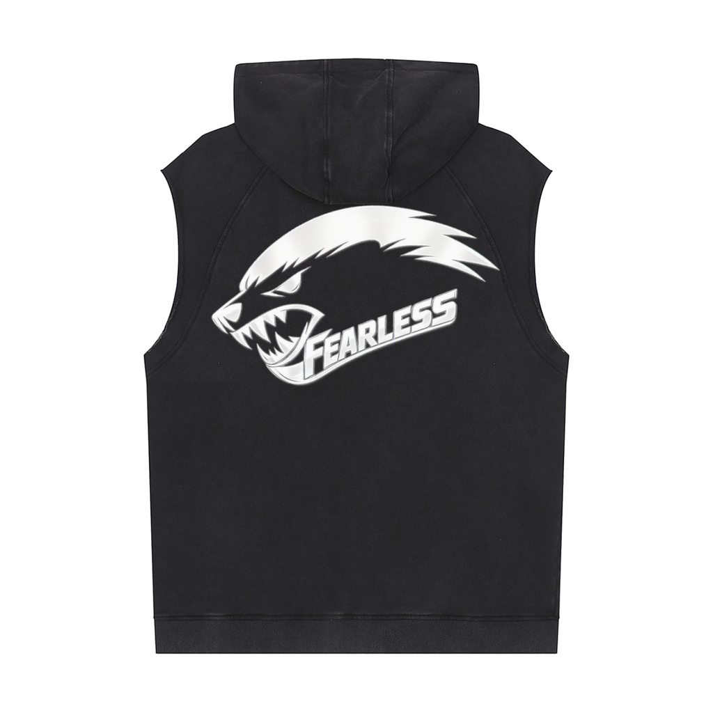 Fearless/I Ain't FIt Yet - Snow Washed Sleeveless Hoodie