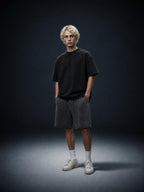 Epi-Night Out(Embro) - Boxy Half-Sleeve Raw-Edge T-Shirt