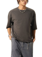 Epi-Night Out(Embro) - Boxy Half-Sleeve Raw-Edge T-Shirt