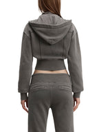 Vintage Washed Cropped Fleece Hoodie