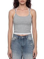 Contrast Binding Halter Tank Top