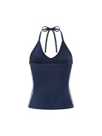 Women's Color Block Halter Crop Tank Top