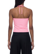 Women's Color Block Halter Crop Tank Top