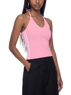 Women's Color Block Halter Crop Tank Top