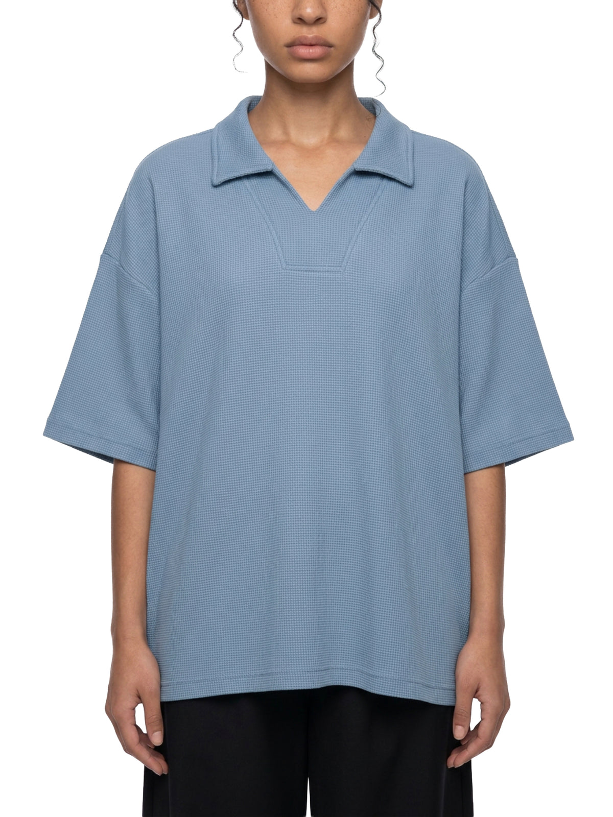 Unisex Waffle Boxy Polo Shirt