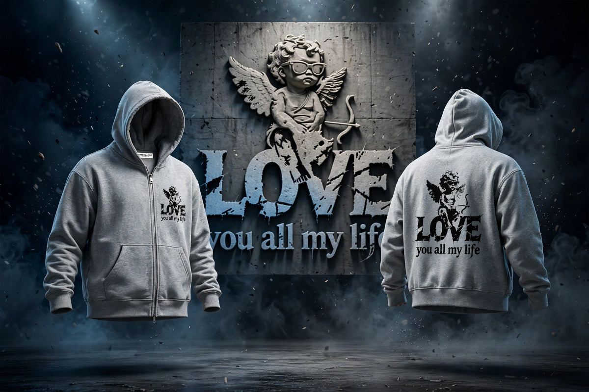 Love you all my life - Essential Heavyweight Pocket Hoodie